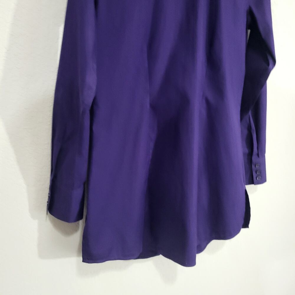 Button Down Shirt Chicos 0 Women Small 4 Purple Long Sleeve Cotton Tunic Length - Picture 11 of 11